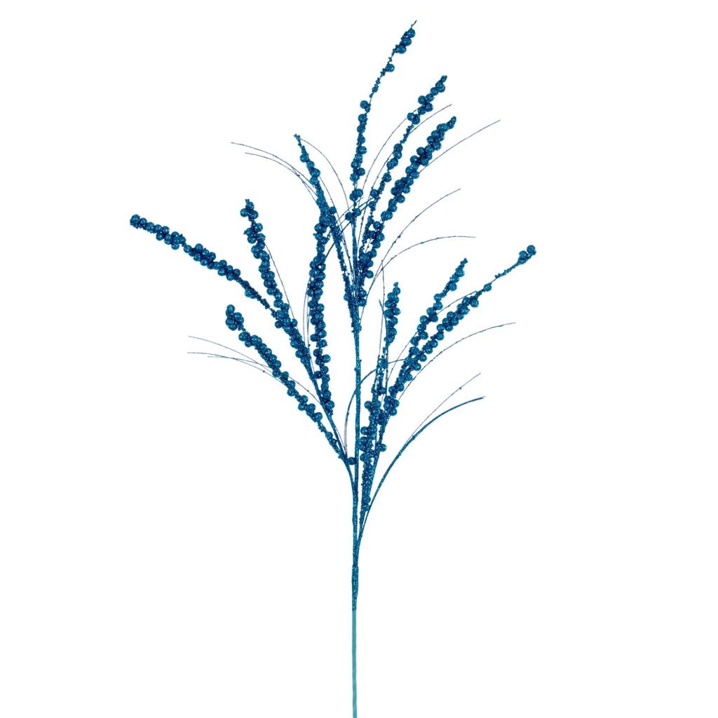 36 in. Turquoise Berry Twig Glitter Spray, 6 Piece per Bag