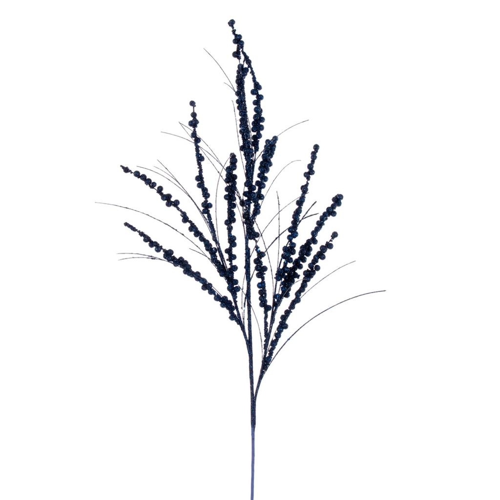 36 in. Mdnt Blue Berry Twig Glitter Spray, 6 Piece per Bag