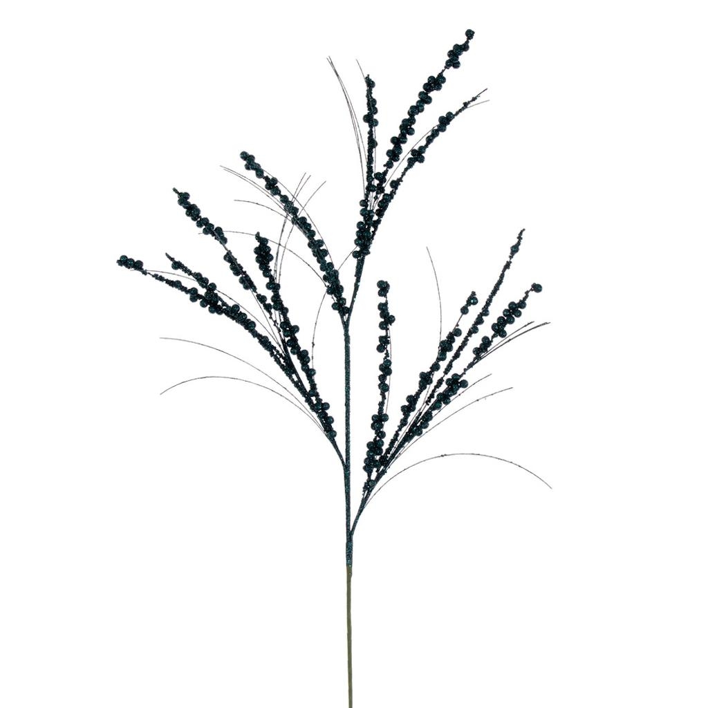 36 in. Sea Blue Berry Twig Glitter Spray, 6 Piece per Bag