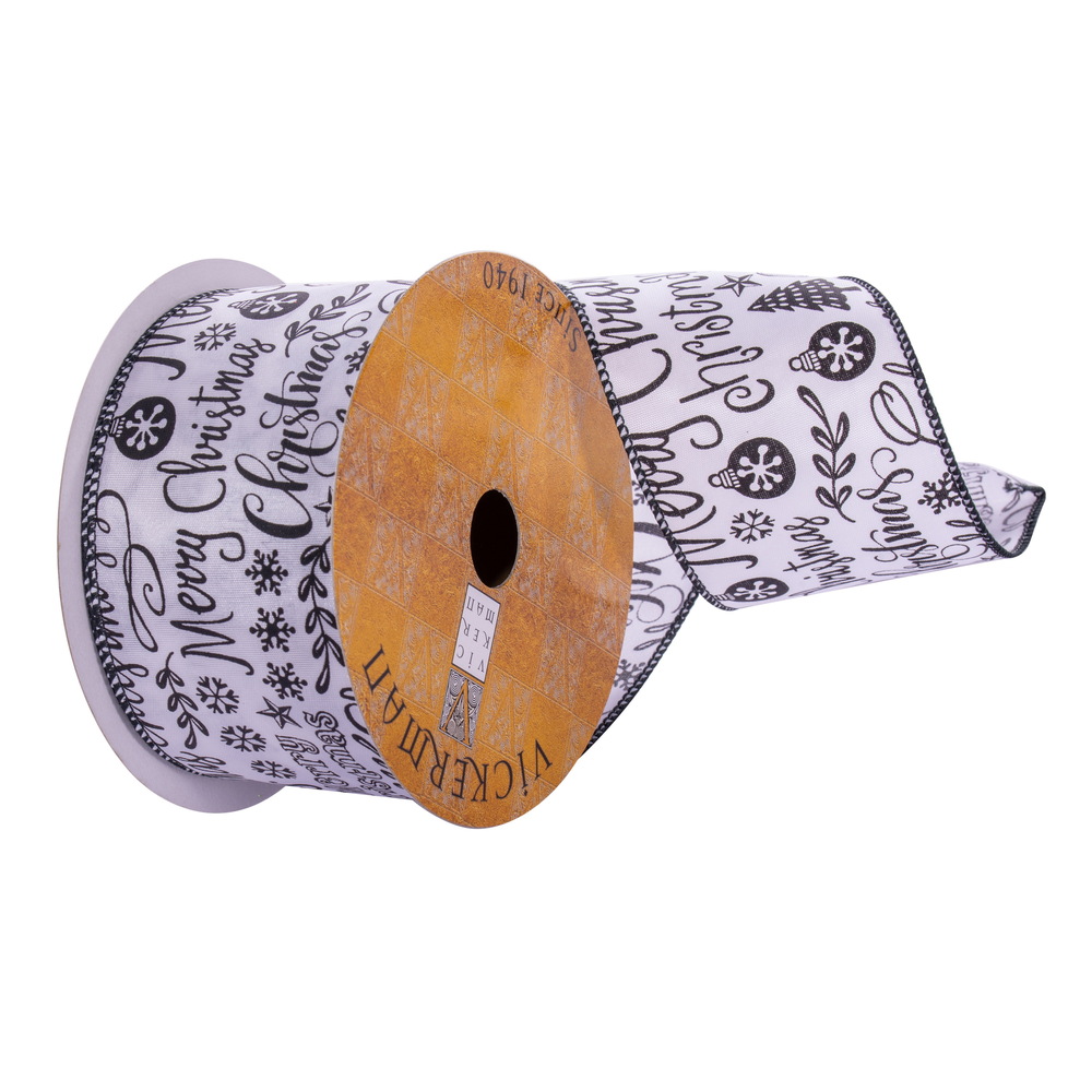 2.5 in. x 10 Yards Merry Ribbon, White & Black