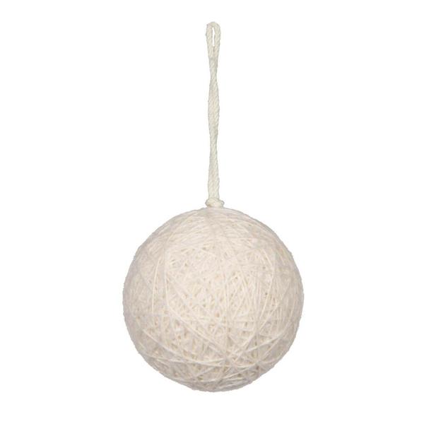 4 in. Ivory Wool String Wrapped Ball Ornament