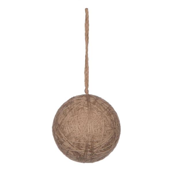 4 in. Natural Wool String Wrapped Ball Ornament