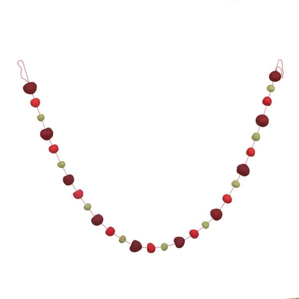 Picture of Vickerman JE221776 6 ft. Red&#44; Green & Burgundy Wool Pom Pom Garland