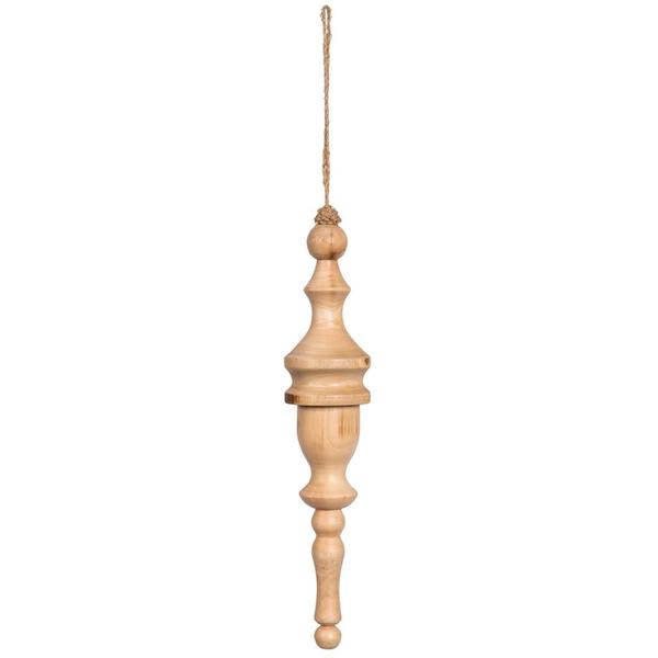 12 in. Light Natural Turned Wood Finial Ornament