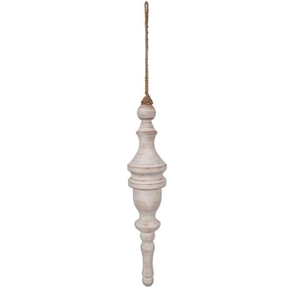 Picture of Vickerman JE222113 12 in. White Washed Turned Wood Finial Ornament