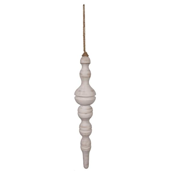 Picture of Vickerman JE222318 15 in. White Washed Turned Wood Finial Ornament