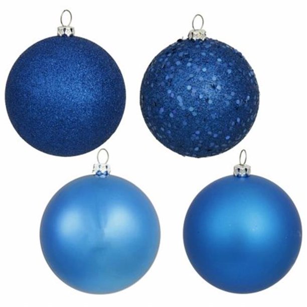 3 in. Pearl UV Drill Ball Ornament, Blue - 12 Bag