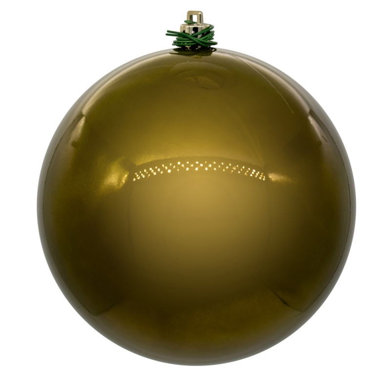 3 in. Pearl UV Drill Ball Ornament, Olive - 12 Bag