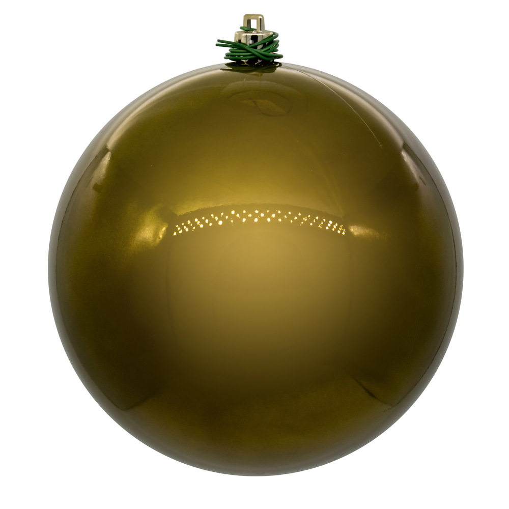 4 in. Olive Pearl Ball UV Drill Ornaments - Pack of 6