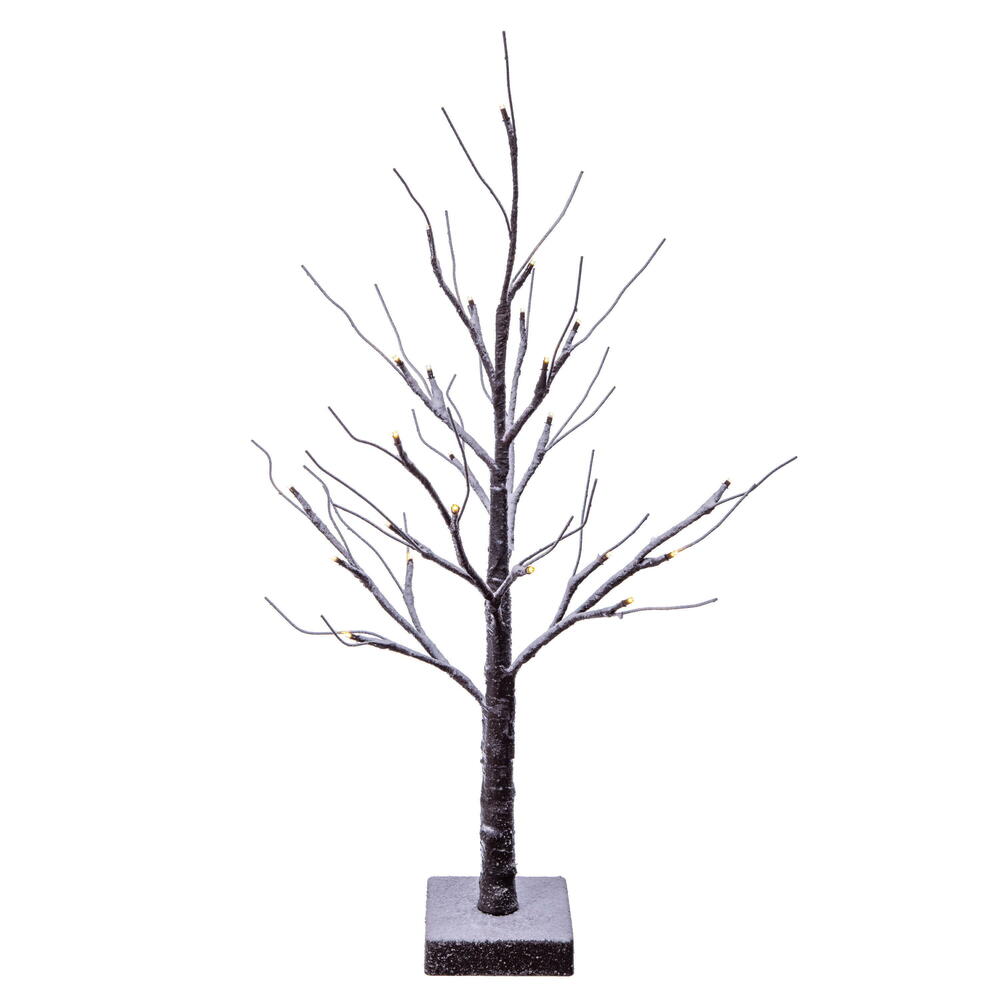 2 ft. 24 Warm White LED Battery Operated Frosted Twig Tree, Brown