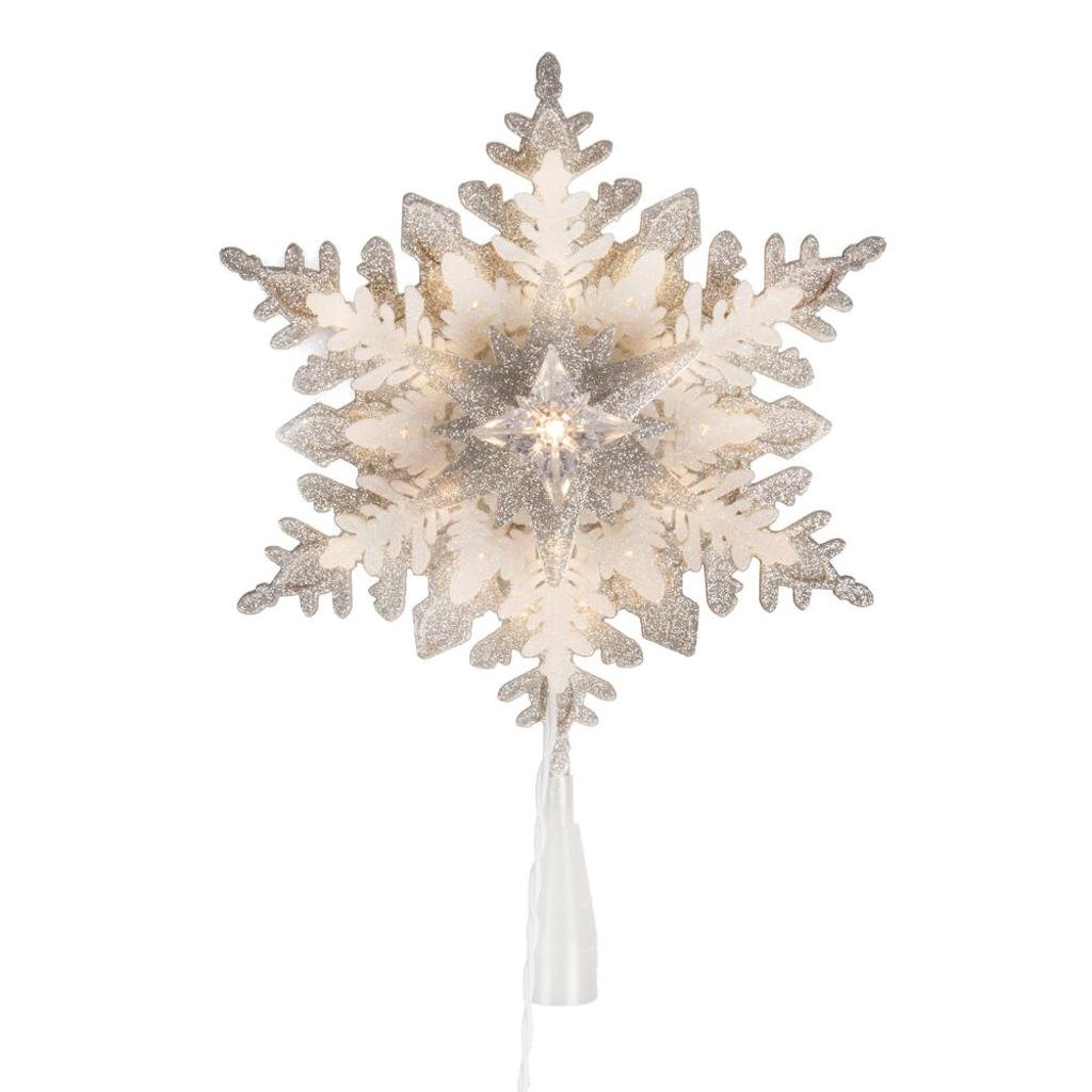 Picture of Vickerman X222111 11.5 in. LED White & Silver Snowflake Tree Topper - Pack of 4