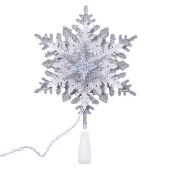 20 Light x 13.5 in. LED Silver 6 Point Star Tree Topper - Pack of 6