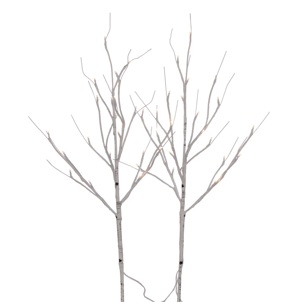 30 in. 40 Warm White LED Battery Operated Birch Branch, White - 2 Piece Per Bag