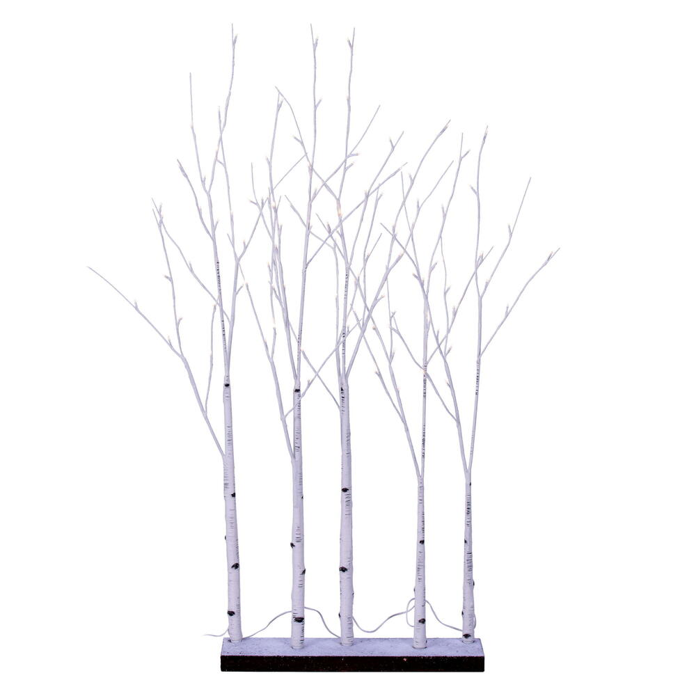 X221540 4 ft. 104 Warm White LED Birch Tree Grove, White - Set of 5 -  Vickerman