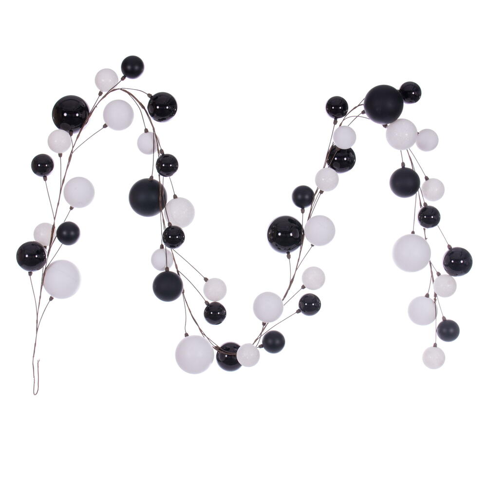10 ft. Branch Ball Garland, White & Black