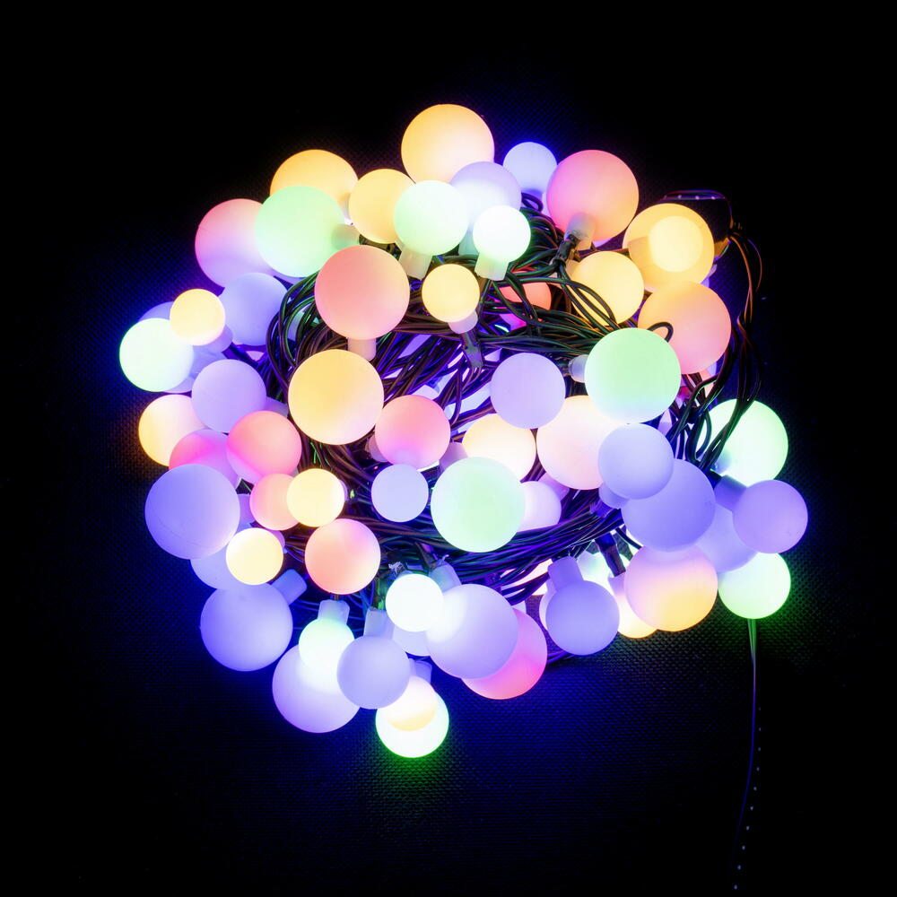 28 ft. 100 Light LED 3 Cherry Set with Green Wire, Multi Color