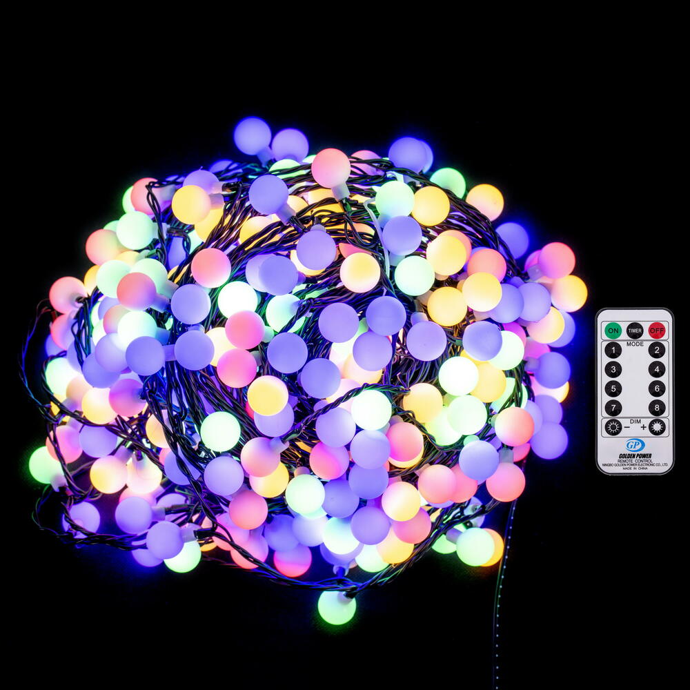 103 ft. 400 Light 8 Function LED Cherry Set with Green Wire, Multi Color