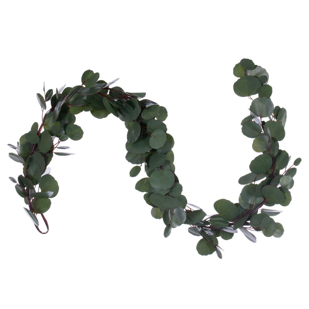 EF224660 60 in. Artificial Green Silver Dollar Populus Eucalyptus Garland