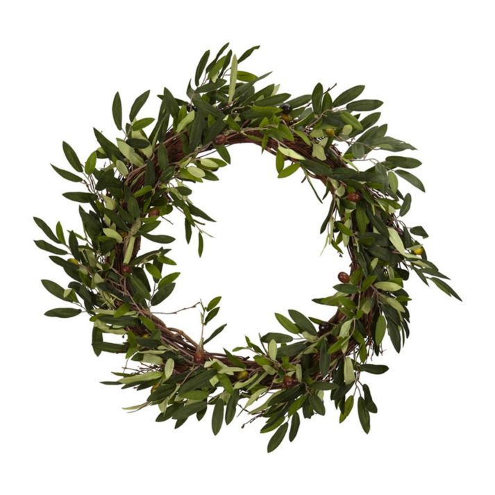 22 in. Olive Wreath, Green