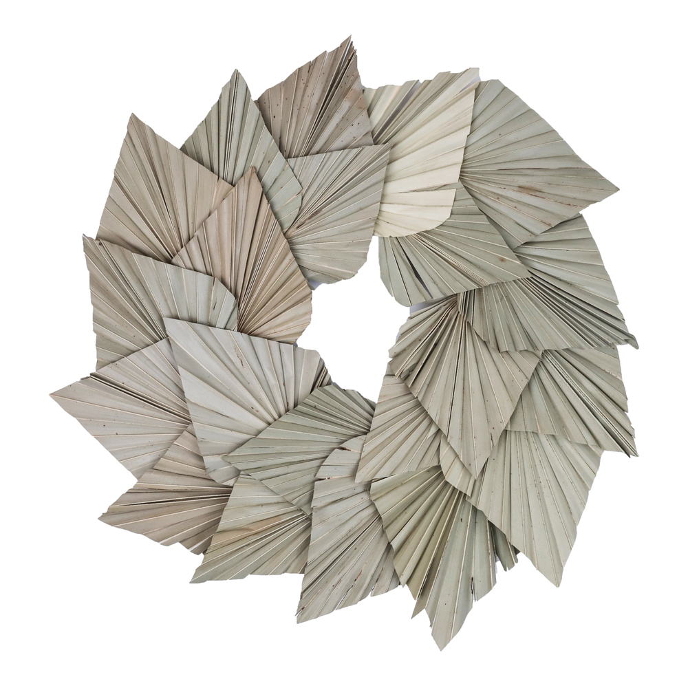 17 in. Palm Spear Wreath, Natural