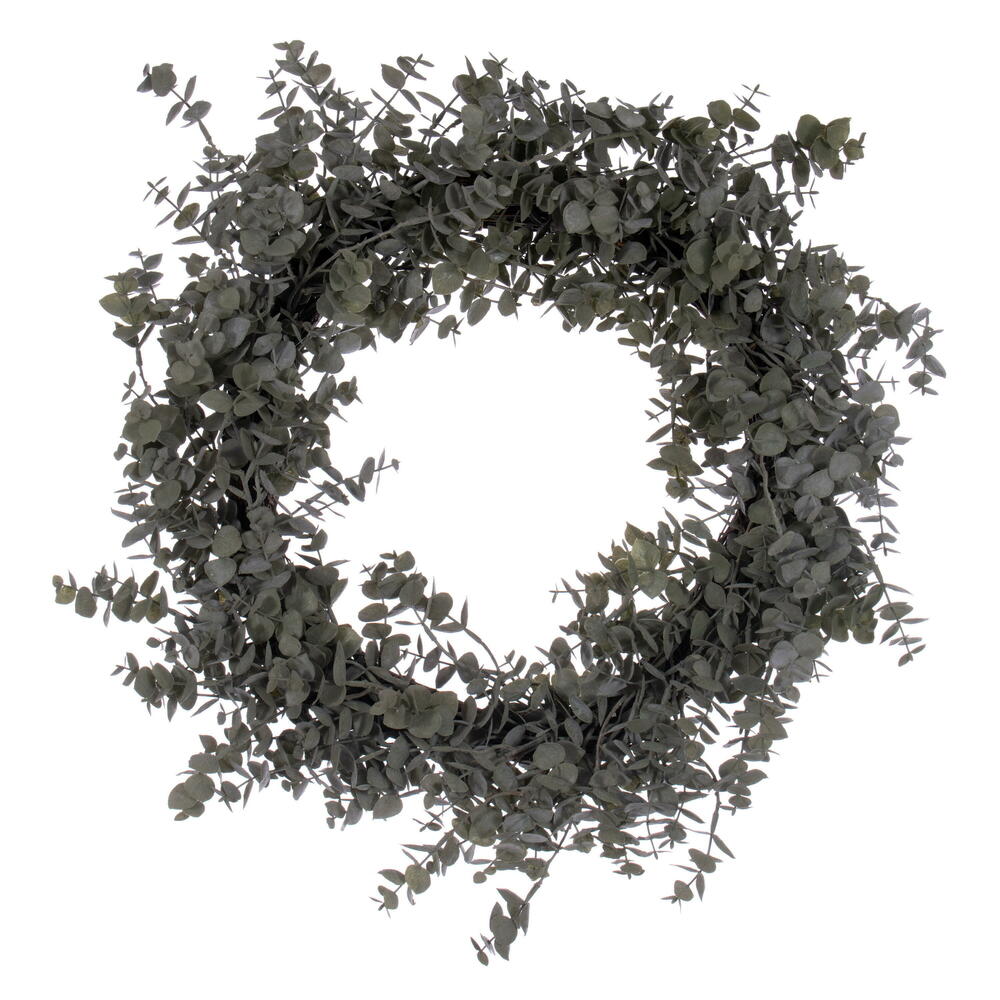 22 in. Artificial Green Gray Eucalyptus Wreath