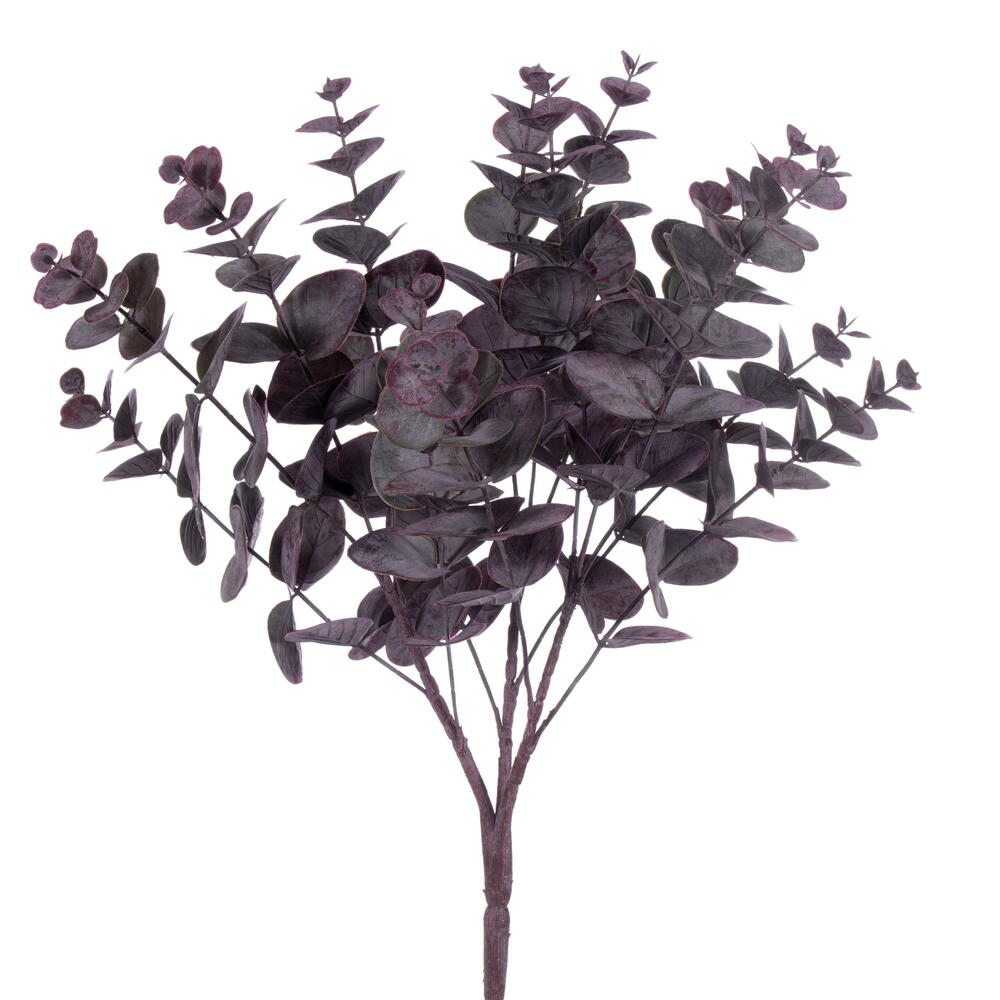 19 in. Spiral Eucalyptus Bush Flower Leaf, Brgundy - 2 per Bag