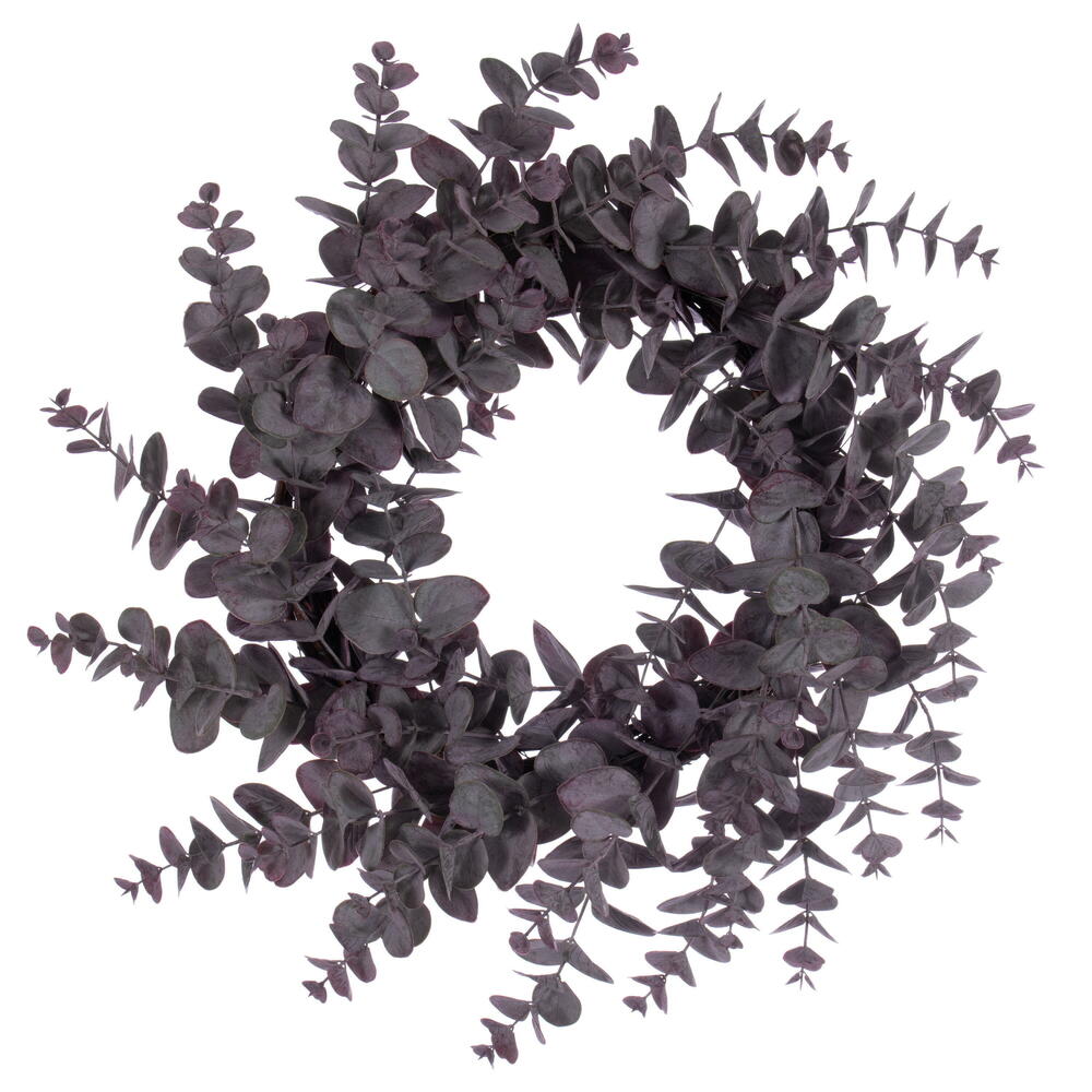 24 in. Spiral Eucalyptus Artificial Wreath, Burgundy