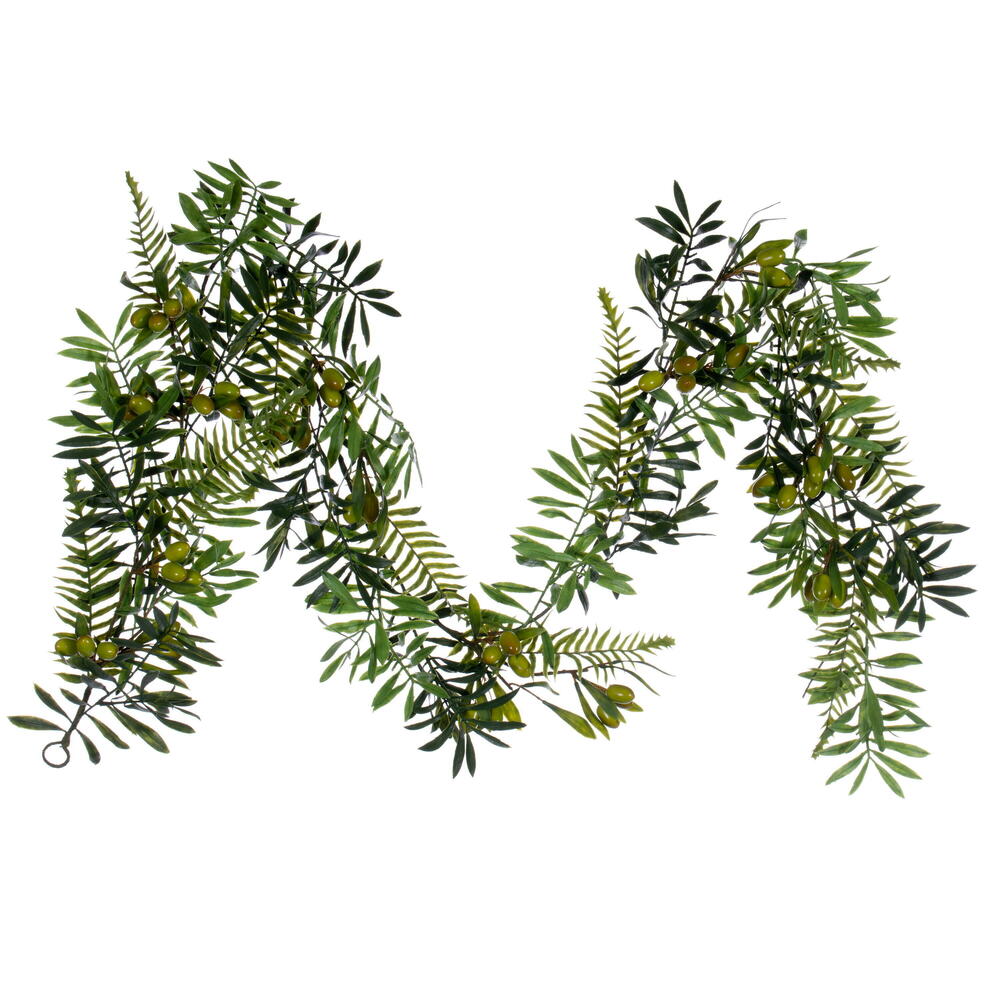 6 in. Mixed Olive Leaf Artificial Garland, Green