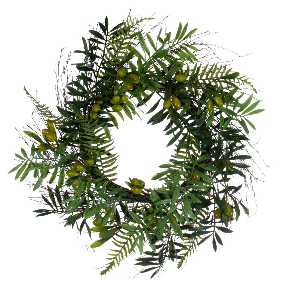 24 in. Mixed Olive Leaf Artificial Wreath, Green