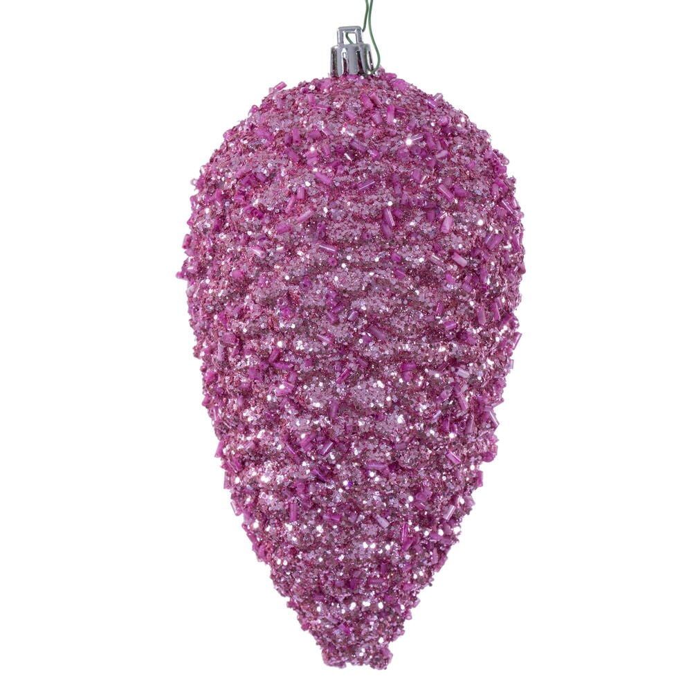 N247279D 7 in. Glitter Pinecone Ornament, Pink - 4 per Bag