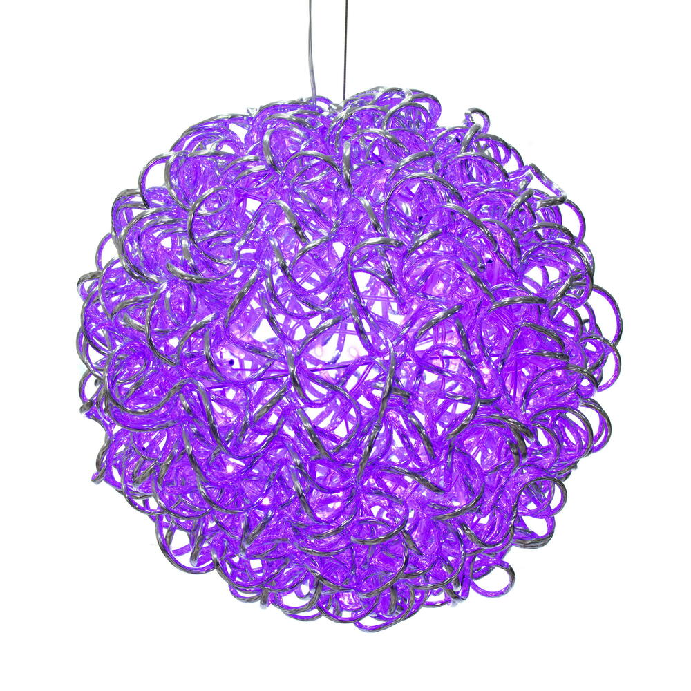 X24S1406 14 in. 120 Light Spiral LED Ball, Silver & Purple