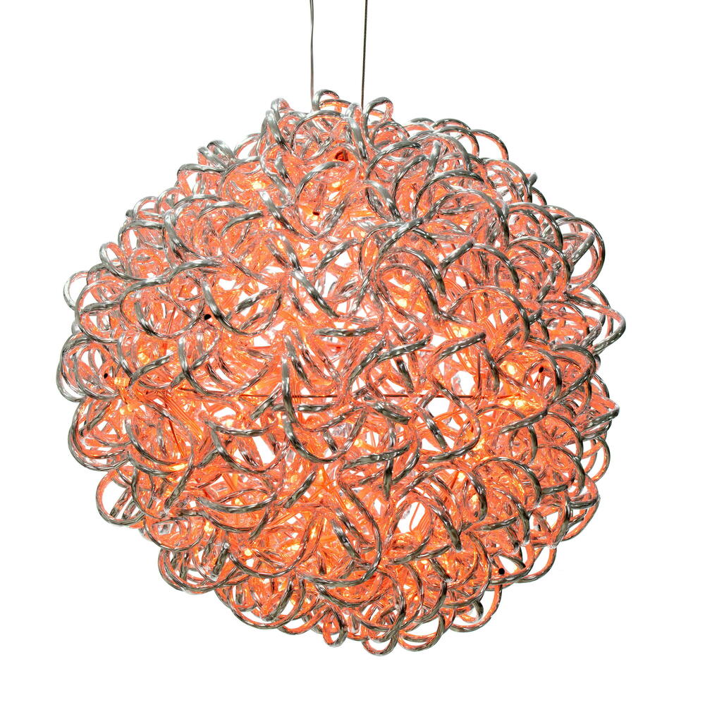 X24S1408 14 in. 120 Light Spiral LED Ball, Silver & Orange