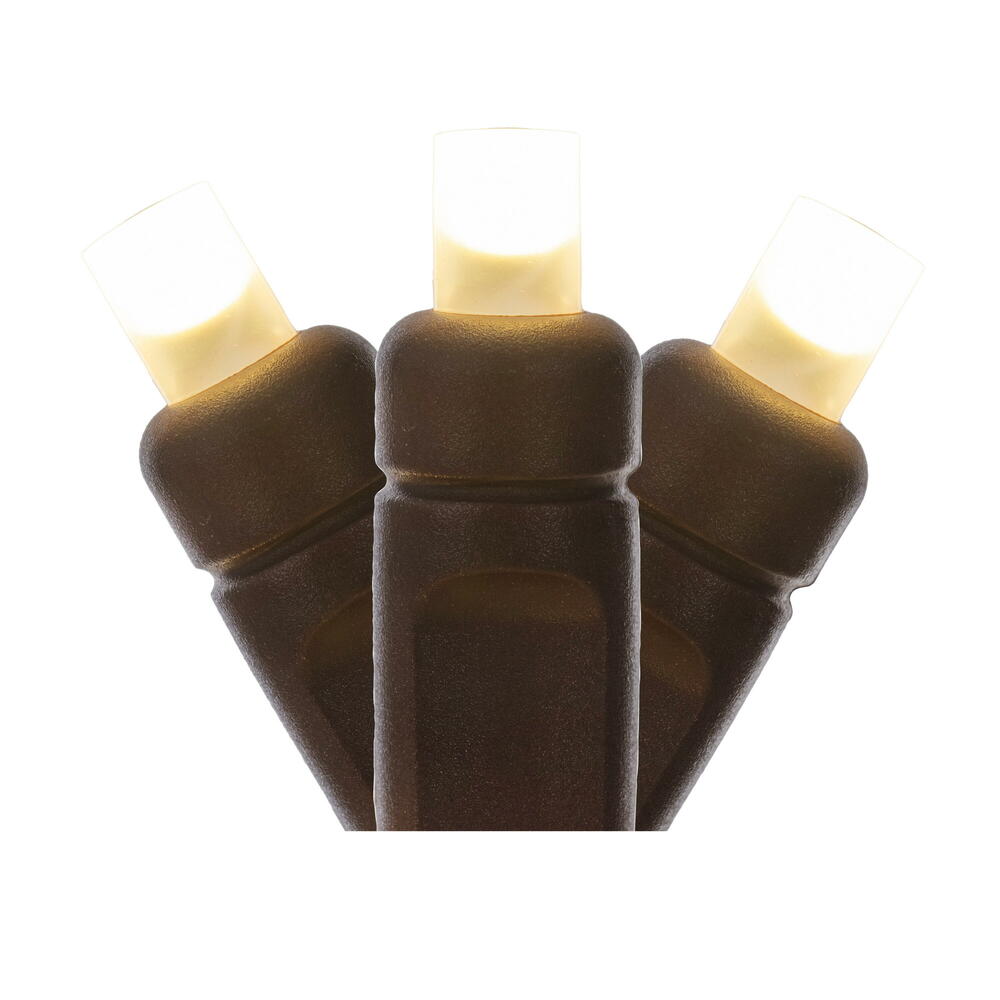 X6B6501F 50 Light Frosted Wide Angle Single Mold End-Connecting LED Light Set with 22 Gauge Green Wire - Warm White