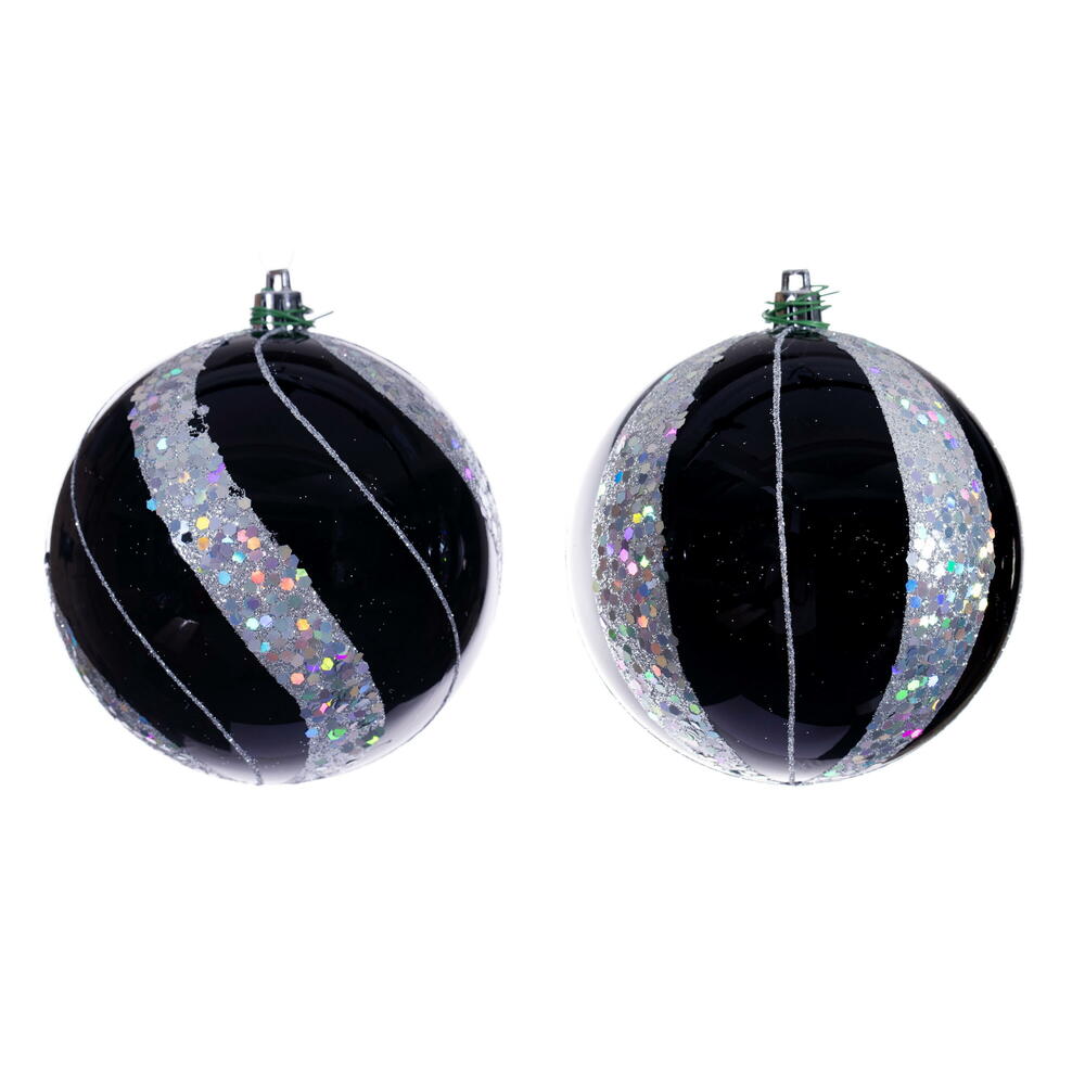 N231017D 4 in. Pearl Sequin Ball Ornament, Black