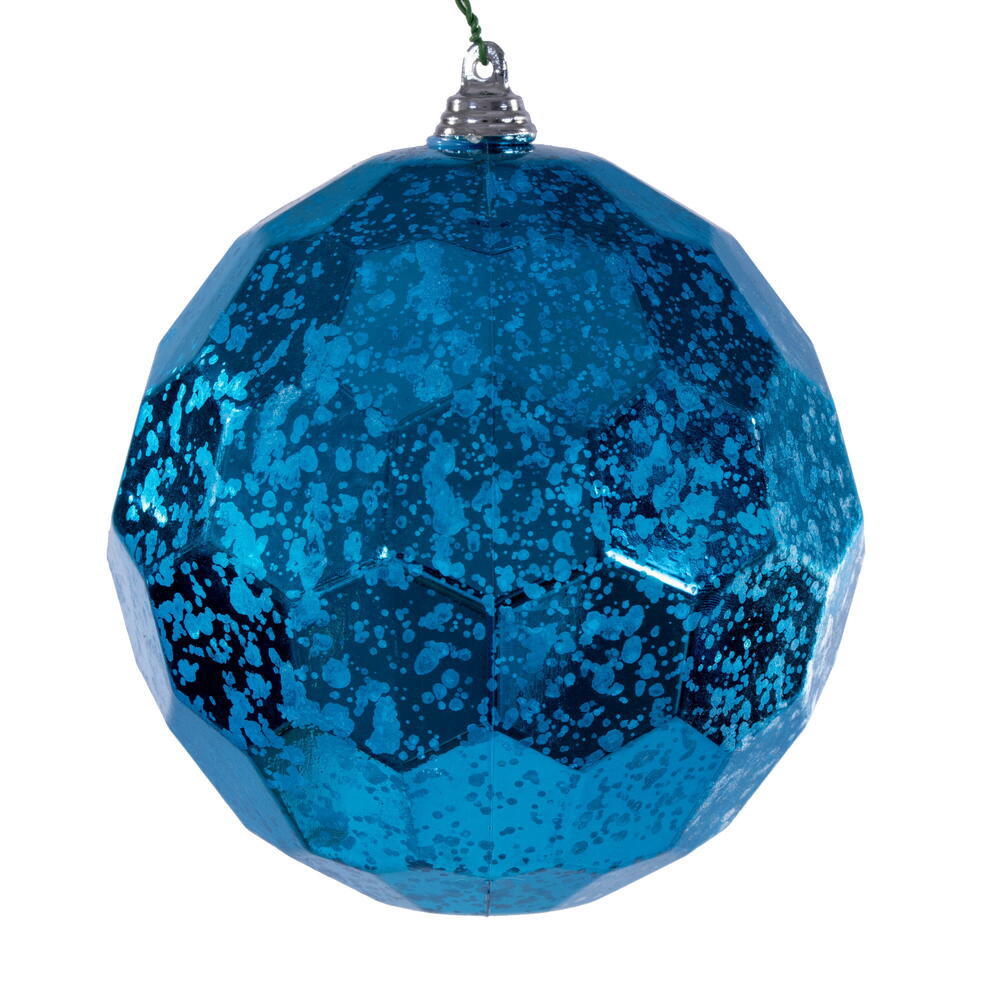 MC240112 4.75 in. Honey Comb Mercury Ornament, Turquoise - 4 Per Bag