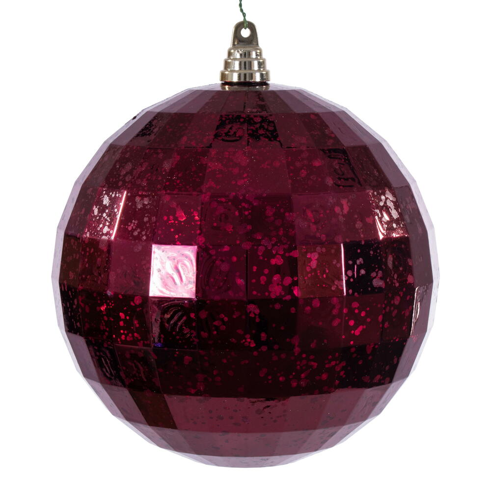 MC240965 8 in. Mirror Mercury Ornament, Burgundy