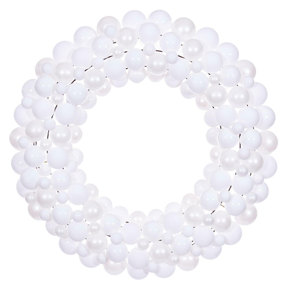 N240311 30 in. Ball Wreath, White