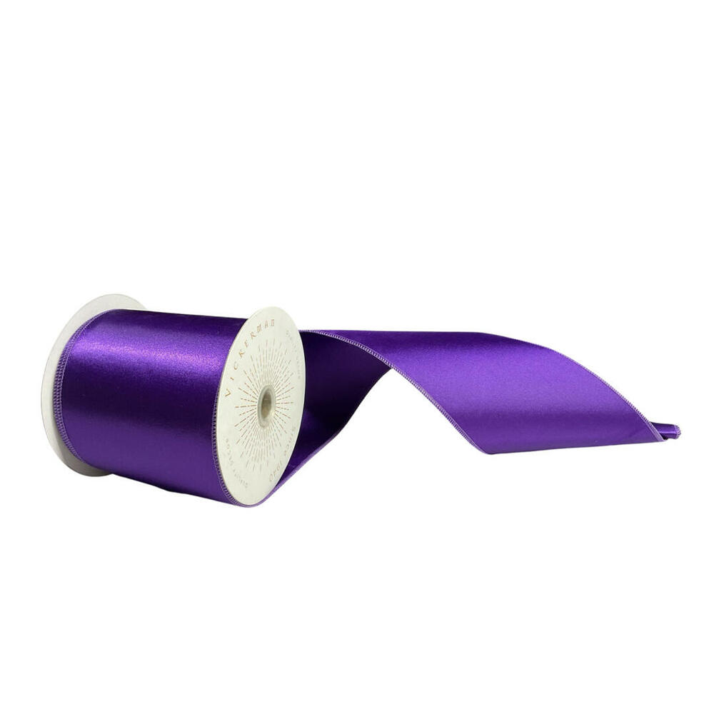 QTX241166 4 in. x 10 Yards Purple Satin Ribbon