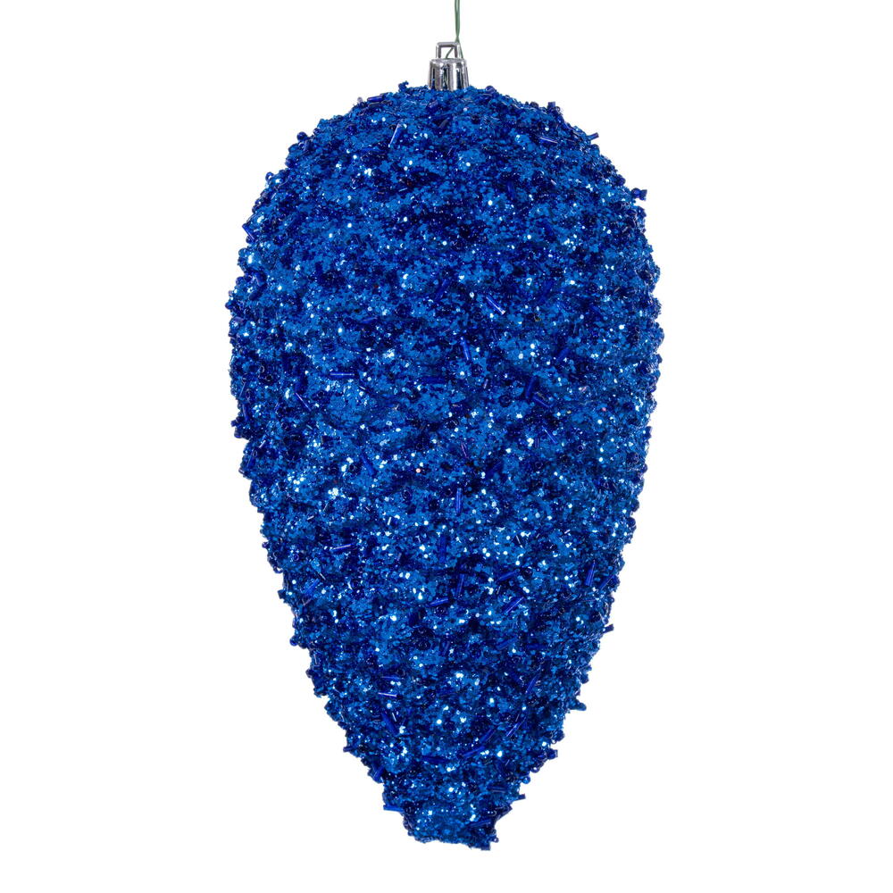 N247302D 10 in. Glitter Pinecone Ornament, Blue - 2 Per Bag