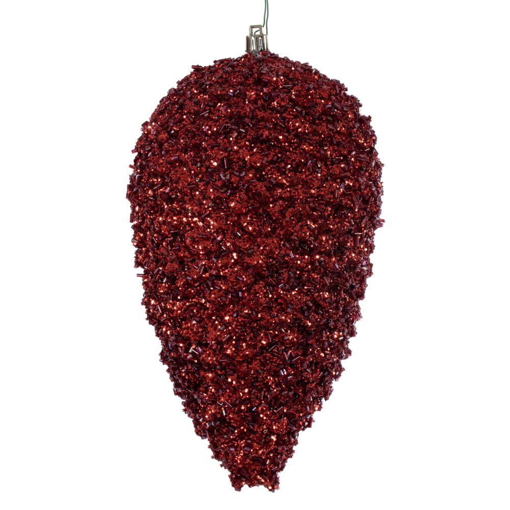 Picture of Vickerman N247365D 10 in. Glitter Pinecone Ornament&#44; Burgundy - 2 per Bag