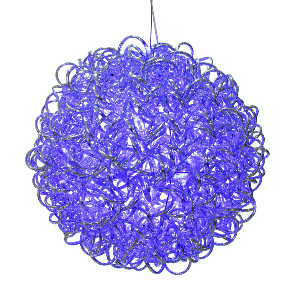X24S1402 14 in. 120 Light Spiral LED Ball, Silver & Blue
