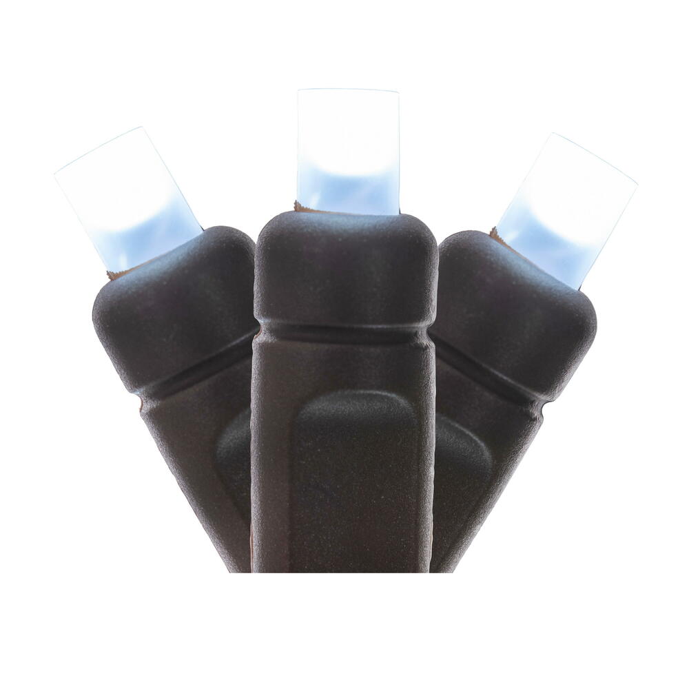 X6B6509F 50 Light Frosted Wide Angle Single Mold End-Connecting LED Light Set with 22 Gauge Green Wire - Pure White