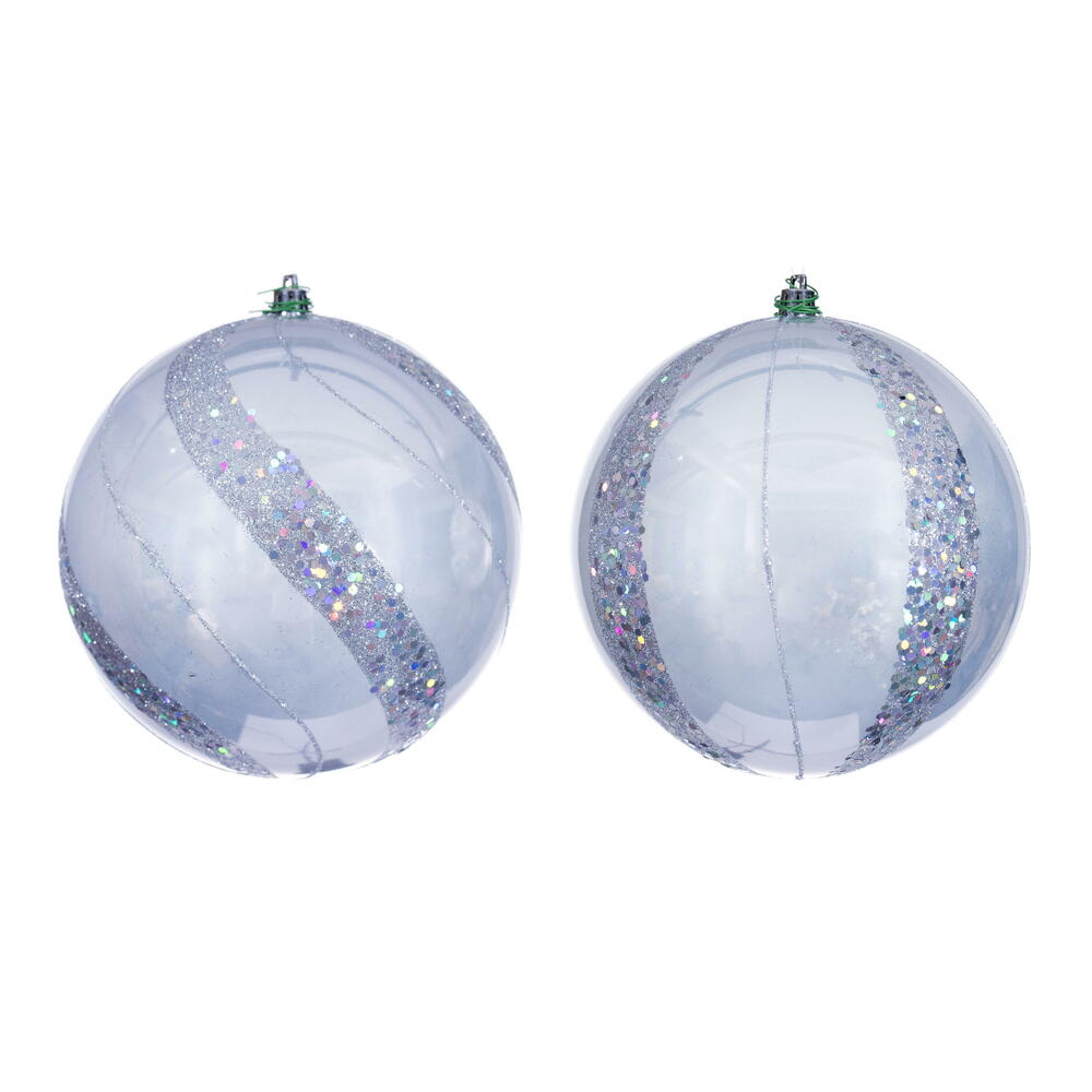 N231207D 6 in. Pearl Sequin Ball Ornament, Silver