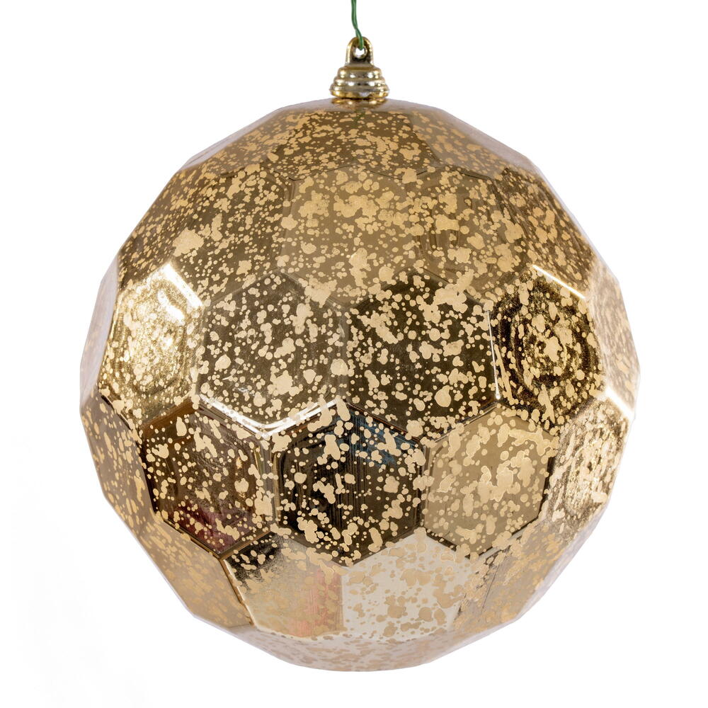 MC240208 6 in. Honeycomb Mercury Ornament, Gold - 2 Piece Per Bag