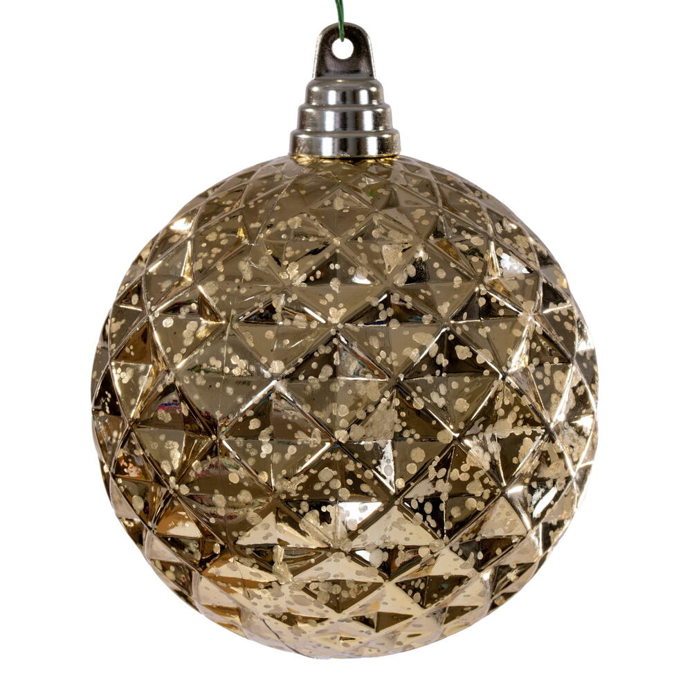 MC240308 4.75 in. Gold Diamond Mercury Ornament - 4 Piece Per Bag