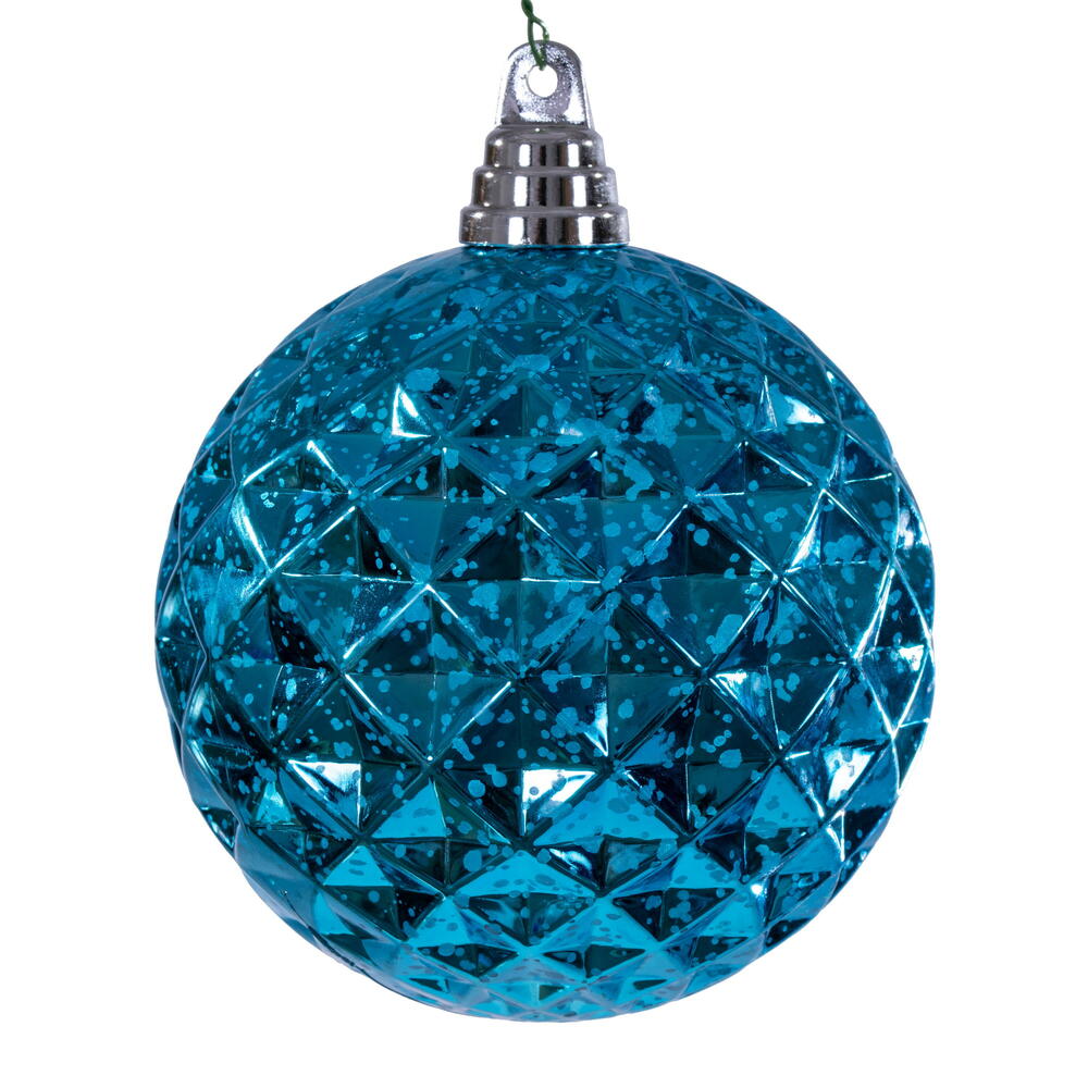 MC240312 4.75 in. Turquoise Diamond Mercury Ornament - 4 Piece Per Bag