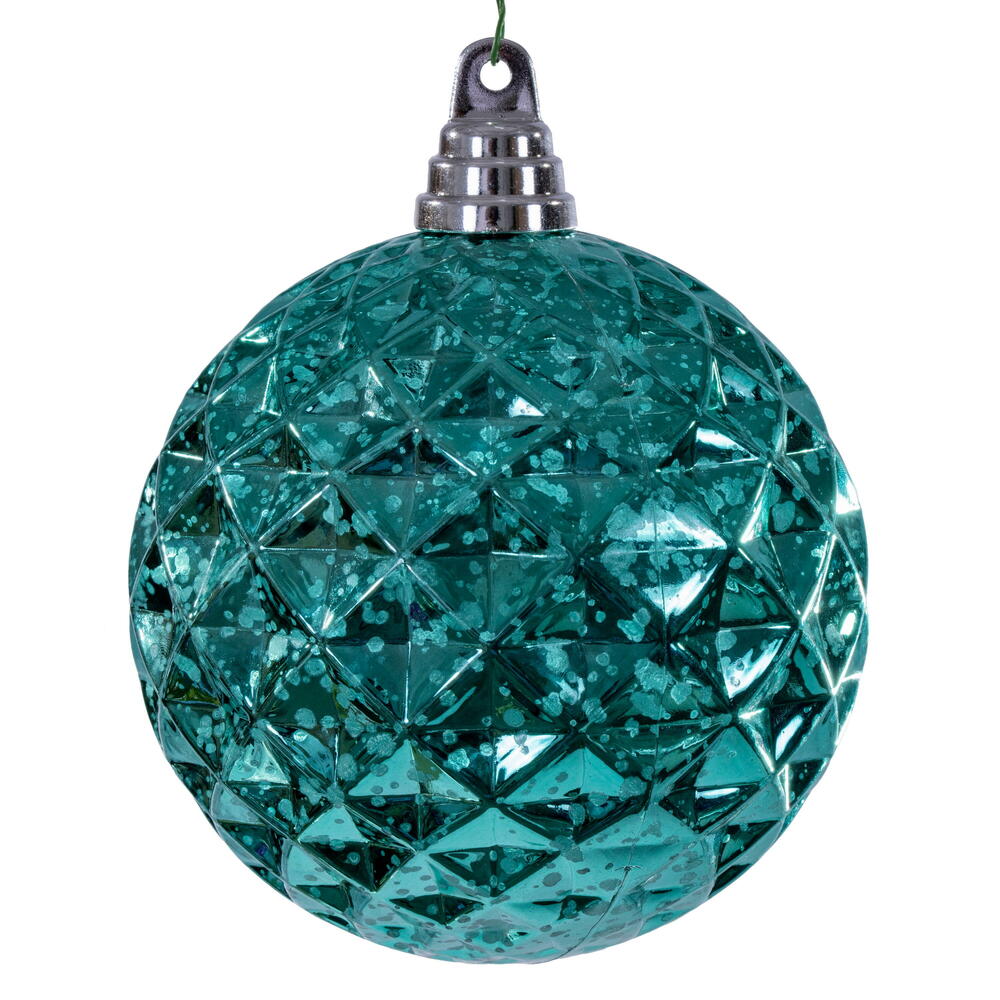 MC240342 4.75 in. Teal Diamond Mercury Ornament - 4 Piece Per Bag
