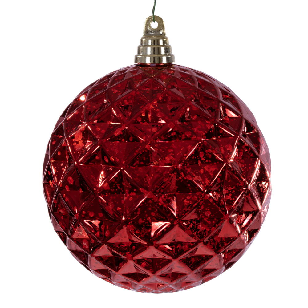 MC240403 6 in. Red Diamond Mercury Ornament - 2 Piece Per Bag