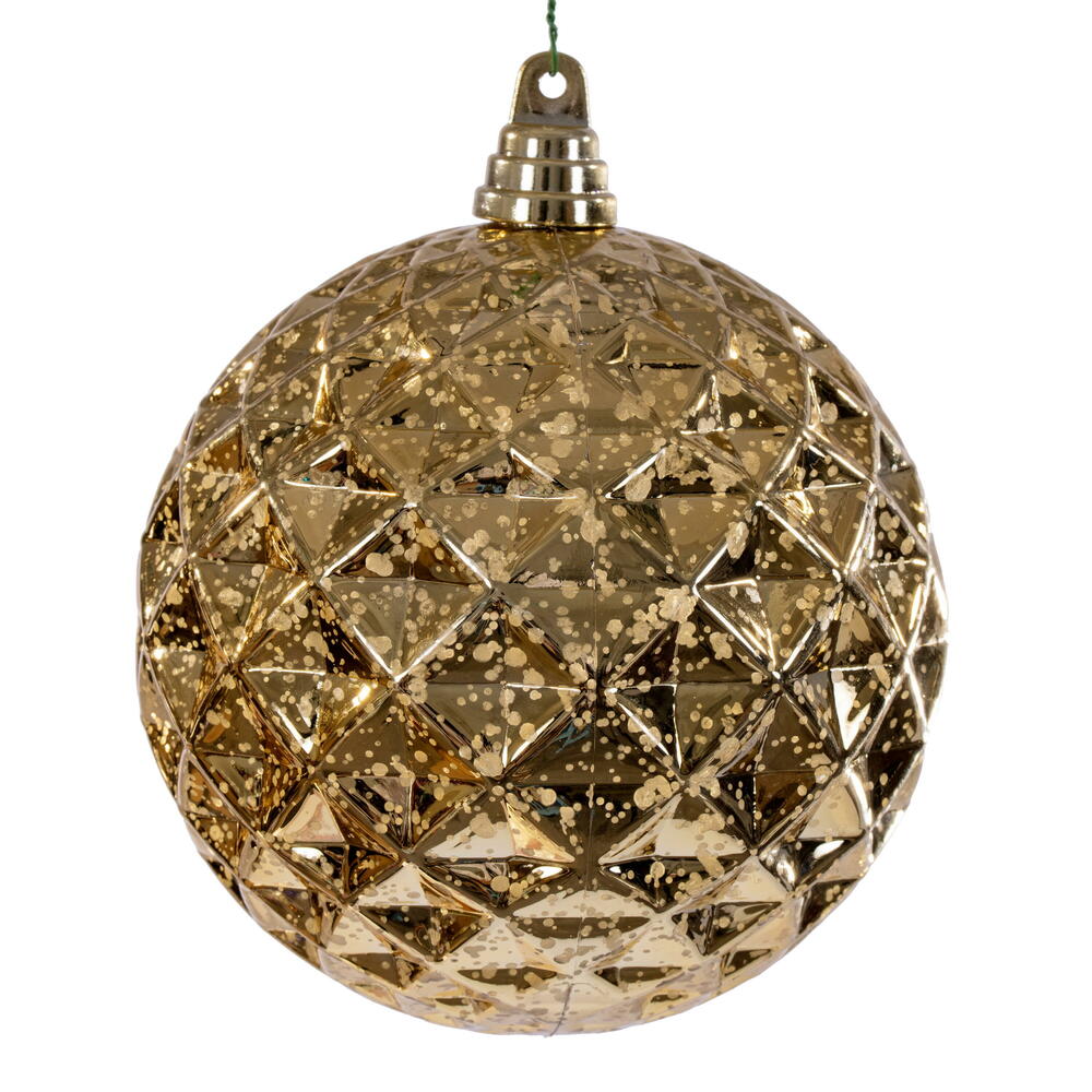 MC240408 6 in. Gold Diamond Mercury Ornament - 2 Piece Per Bag