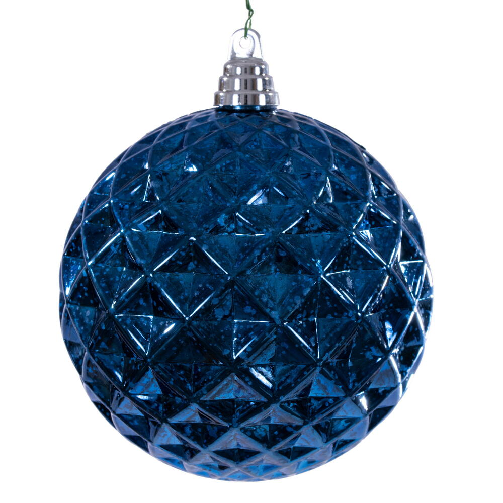 MC240431 6 in. Midnight Blue Diamond Mercury Ornament - 2 Piece Per Bag